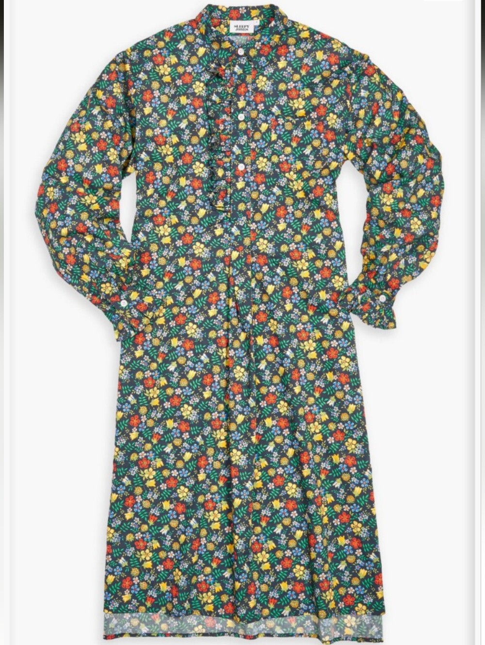 Sleepy Jones Cornett Gown in Liberty Fabric Edenham Floral Navy Size M EUC - Picture 2 of 12